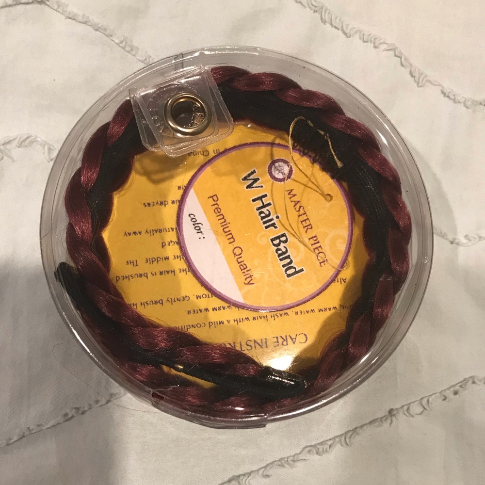 hair band w clips braided red hair piece never use